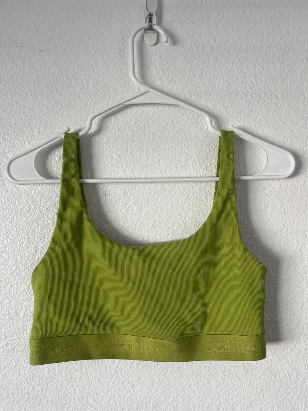 Organic Basics Lime Ribbed Scoop Bralette Fits Size Small